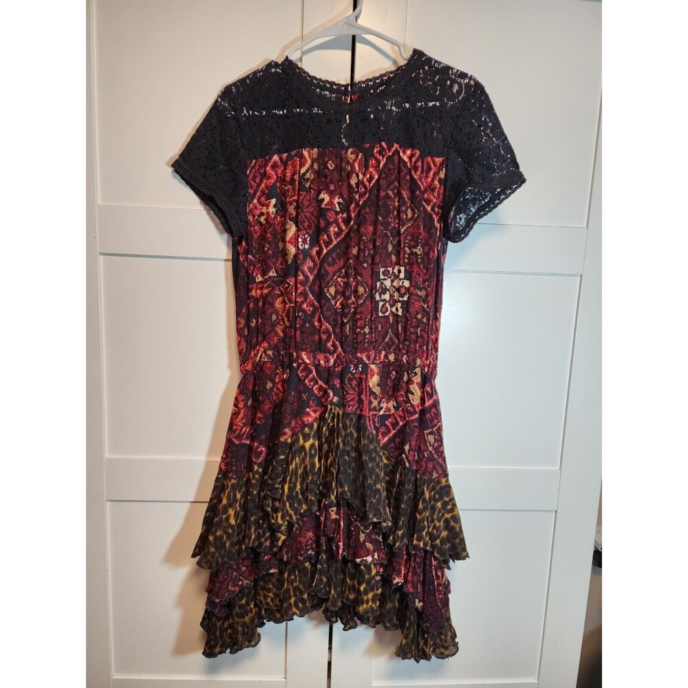 Ralph Lauren Denim & Supply Tapestry Leopard Ruffle Lace Casual Dress LARGE